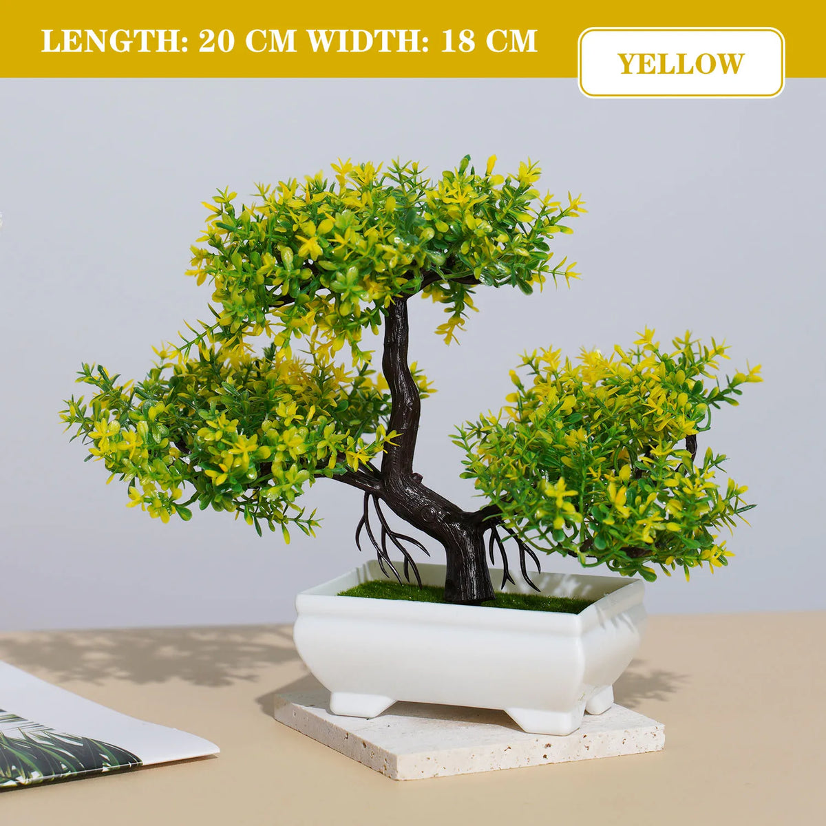 Bonsaï Artificiel en Pot – Plante Décorative avec Fleurs, Mini-Arbre pour Décoration de Table, Maison, Bureau, Hôtel et Jardin