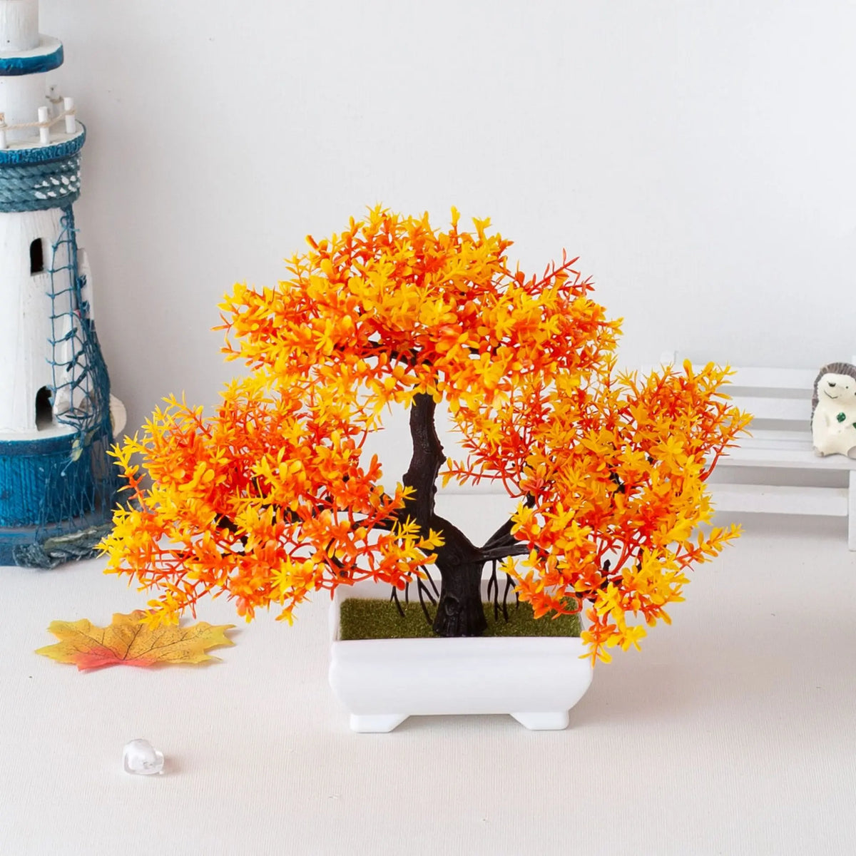 Bonsaï Artificiel en Pot – Plante Décorative avec Fleurs, Mini-Arbre pour Décoration de Table, Maison, Bureau, Hôtel et Jardin