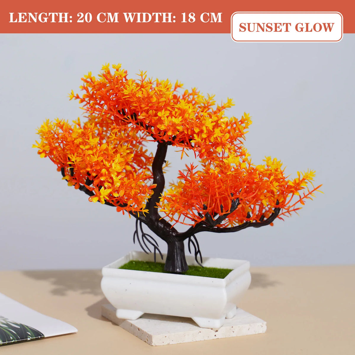 Bonsaï Artificiel en Pot – Plante Décorative avec Fleurs, Mini-Arbre pour Décoration de Table, Maison, Bureau, Hôtel et Jardin