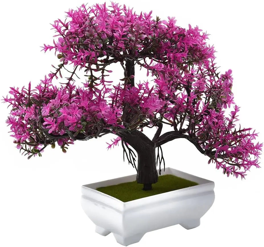 Bonsaï Artificiel en Pot – Plante Décorative avec Fleurs, Mini-Arbre pour Décoration de Table, Maison, Bureau, Hôtel et Jardin