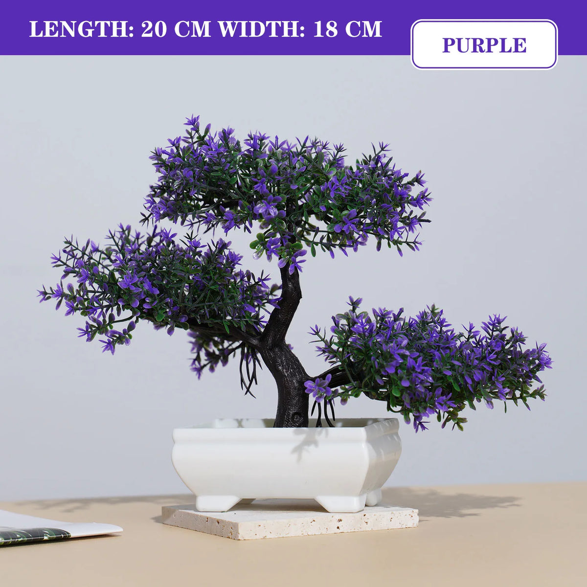 Bonsaï Artificiel en Pot – Plante Décorative avec Fleurs, Mini-Arbre pour Décoration de Table, Maison, Bureau, Hôtel et Jardin