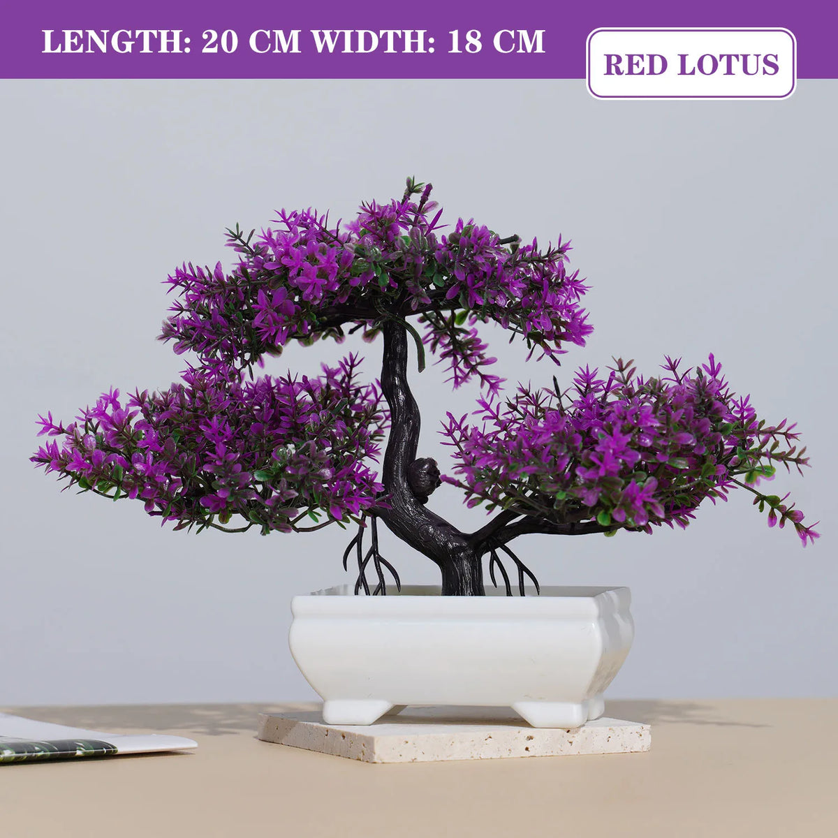 Bonsaï Artificiel en Pot – Plante Décorative avec Fleurs, Mini-Arbre pour Décoration de Table, Maison, Bureau, Hôtel et Jardin
